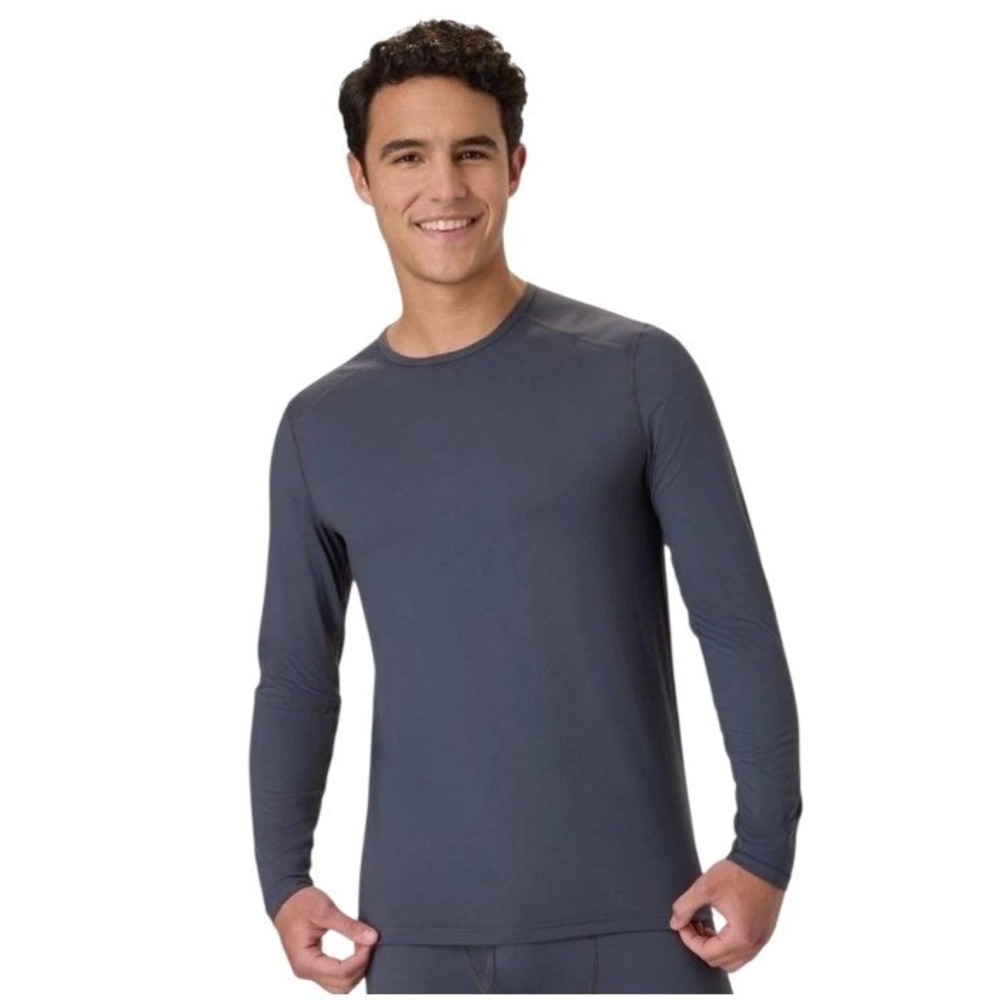 Hanes Mens Size Medium Dark Gray Performance Long Sleeve Crew Neck T-Shirt NWT